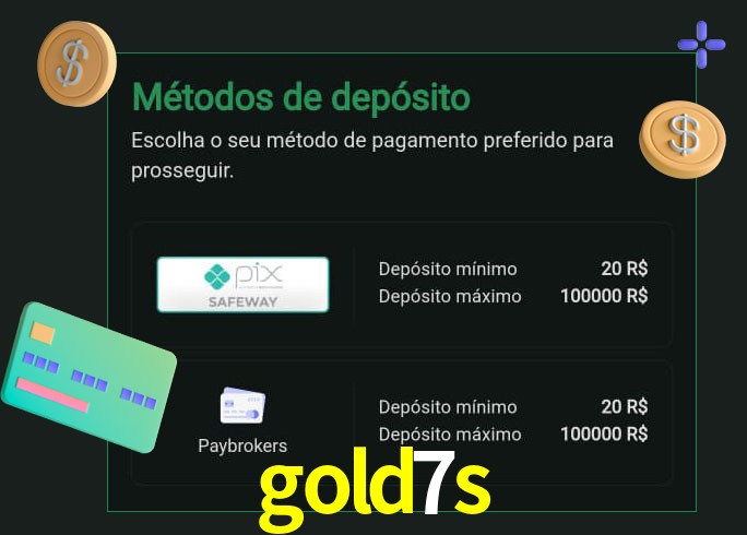 O cassino gold7s oferece uma grande variedade de métodos de pagamento
